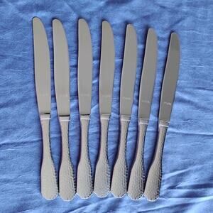 7 Pier 1 PII1 Hammered Stainless Steel Dinner Knives 9 1/4" Korea
